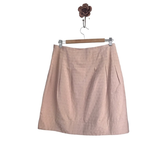 Elevenes Anthropologie Size 10 Tan Metallic Brocade Pleated Skirt Classic Preppy - Picture 2 of 6